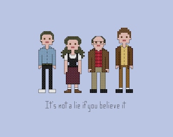 Parody Jerry Elaine George and Kramer cross stitch pattern digital download - INSTANT DOWNLOAD PDF