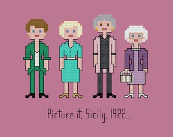 Parody The Golden Girls cross stitch pattern digital download - INSTANT DOWNLOAD PDF
