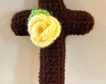 Soft Crochet Cross Baby Rattle