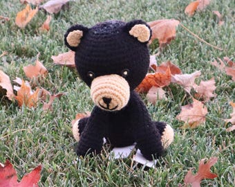 Handmade Crocheted Black Bear: Amigurumi Stuffed Animal