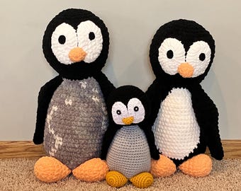 Crochet Amigurumi Penguin Plush – Cozy Gray, Classic Emperor, or Mini Gold‑Beak Penguin