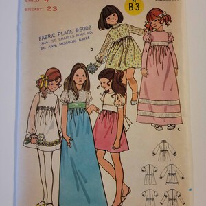 Vintage Butterick 6063; ca. 1971; Children&#39;s and Girls&#39; Dress.  Size 4
