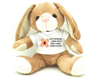 Conejo de peluche personalizado con el nombre deseado para niños enfermos, adultos que se recuperen pronto, regalo, peluche, recuperación, consuelo, estímulo.