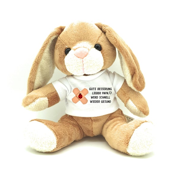 Personalized plush toy rabbit with desired name for sick children adults get well soon gift cuddly toy recovery consolation encouragement