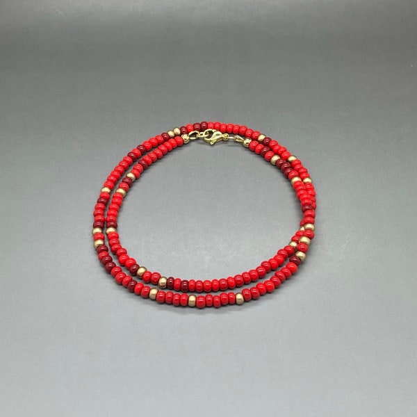 Red Bead Necklace - Etsy