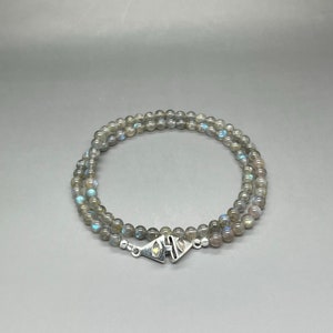 AAA Labradorite Beaded Necklace • 6mm Blue Flash Labradorite Gemstone Bead Necklace • Gray Labradorite Necklace • 925 Sterling Silver