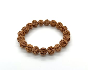 Genuine 10mm 5 Face Rudraksha Mala Meditation Bead Bracelet • Unisex Spiritual Jewelry
