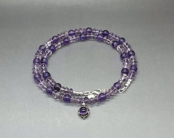 Amethyst Perlenkette: Sterling Silber Anhänger, Februar Geburtsstein