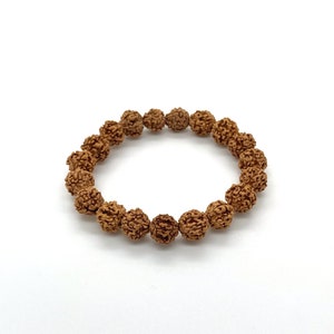 Echtes 10 mm 5-Gesicht Rudraksha Mala Meditationsperlenarmband • Unisex spiritueller Schmuck