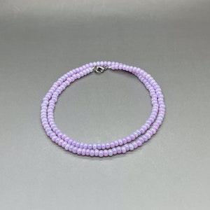 Thin 4mm Lilac Seed Bead Layering Beaded Necklace • Unisex Czech Glass Jewelry