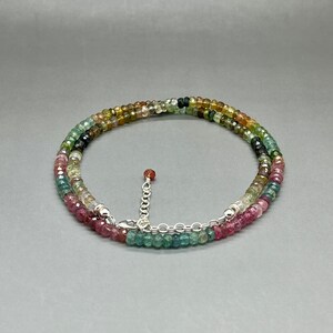 AAA+ Mixed Tourmaline Beaded Necklace • 4mm Watermelon Tourmaline Faceted Rondelle Gemstone Bead Necklace • Multi Color Tourmaline Necklace
