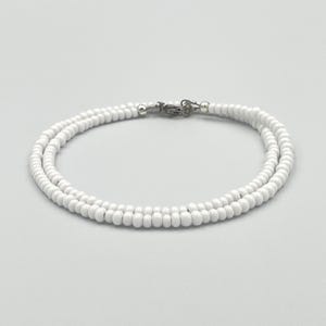 4mm Czech Glass Seed Bead Necklace • White Necklace • Unisex Jewelry • Beaded Necklace • Everyday Layering