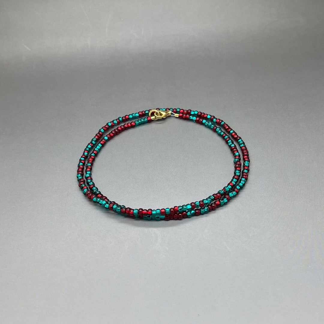 Red and green beads necklace Clearance