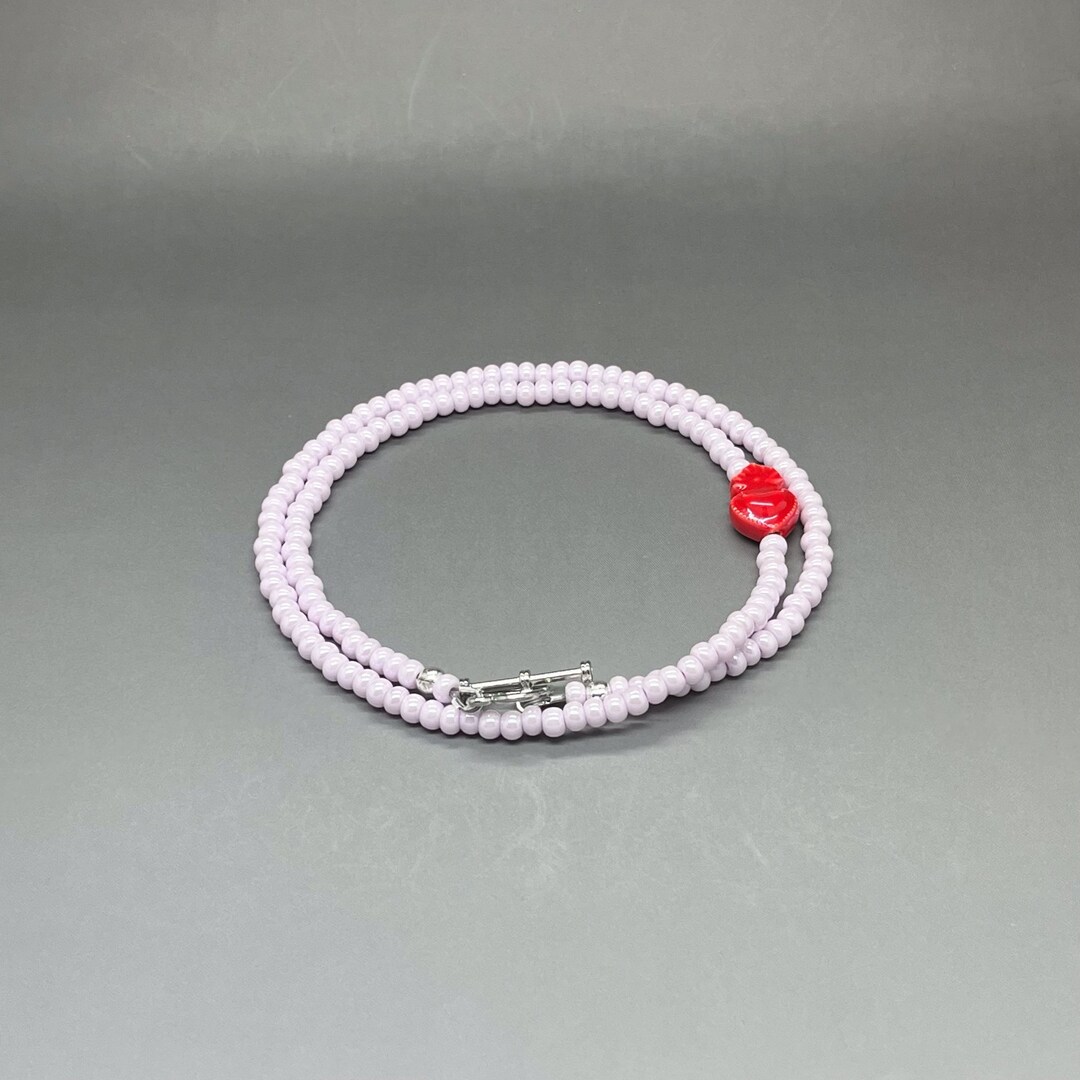 Pink Seed Bead Necklace Thin 4mm Single Strand Pink Beaded Necklace