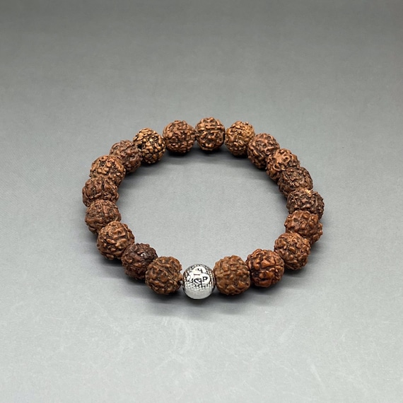 20g 8mm Brown Rudraksha With Golden Om Charm Natural Agate Stone Bracelet  at Rs 199/piece in Khambhat