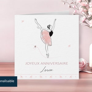 Carte anniversaire danse, invitation danse | Carte joyeux anniversaire avec une danseuse  | Carte double "Arabesque"