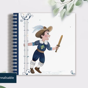 Cuaderno personalizado "Mosquetero" | Cuaderno personaje “mosquetero” | Cuaderno de escritura, regalo de aventura para niño.