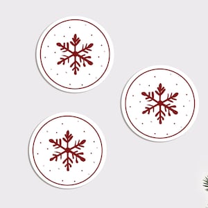 Stickers Flocon de Noel | Autocollant flocon de neige | Rond 40 mm, Sticker d'enveloppe, déco, cadeau, collection "Pile de livres"