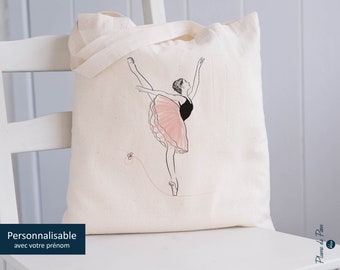 Sac cabas ou Tote bag illustré d'une danseuse "Arabesque" | Sac de danse, vêtements,  ballerine, ou change | Tote bag original personnalisé