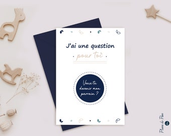 Godfather or godmother request card - Godfather godmother scratch card - &quot;Little Musketeer&quot; Collection