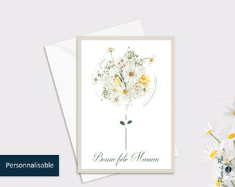 Customizable Mother's Day card "Bouquet of Daisies" | Handwritten Mother's Day card + envelope | Watercolor, flowers