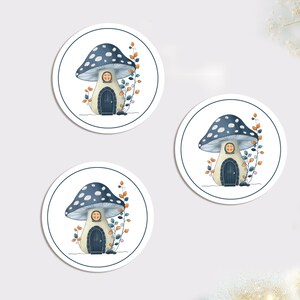 Stickers Champignon féérique | Autocollant maison champignon | Rond 40 mm, Sticker d'enveloppe, déco, cadeau ou scrapbooking