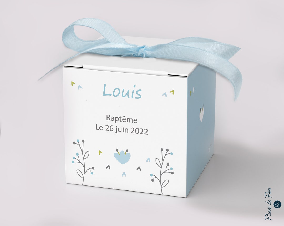 Boite dragées ou surprises d'invités | Boite cube baptême ou communion ...