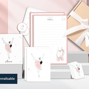Scatola di cancelleria danza, ballerina "Arabesque" - Kit o set di cancelleria personalizzato - Regalo originale per bambine