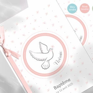 Baptism Mass Booklet &quot;Dove&quot; | Pink, Sage Green or Blue | Book Cover, Mass Program