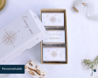 Demande témoin mariage, cadeau demoiselle d'honneur garçon d'honneur, annonce mariage "Voyage" Cadeau annonce, Coffret nougats personnalisés