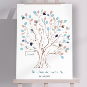 Personalized fingerprint tree | Poster or painting (art canvas) on frame | Baptism, communion, birthday, wedding &quot;Musketeer&quot;