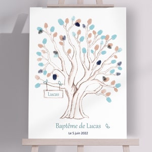 Personalized Footprint Tree | Poster or painting (art canvas) on stretcher | Baptism, communion, birthday, wedding "Musketeer"