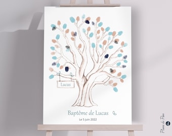 Custom footprint tree "Musketeer" | Poster or Table (art canvas) on chassis | Baptism, communion, birthday, wedding