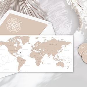 Invito a nozze "Viaggio" | Invito di nozze a 3 pannelli + coupon di risposta al biglietto aereo + banner iniziale | Matrimonio a tema viaggio