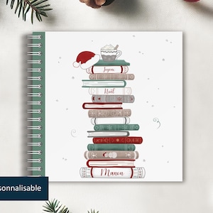 Christmas Notebook | Illustrated Writing Notebook or Journal with a &quot;Stack of Books&quot; | Reading Gift, Christmas Gift