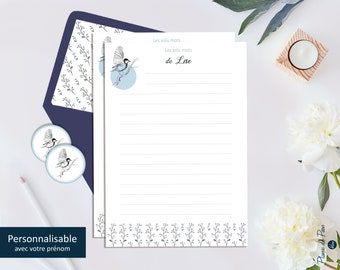 Bird stationery "Envol de Tendresse" - Personalized stationery kit - Correspondence & writing - Birthday gift
