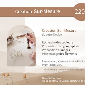 Création 100% Sur-Mesure de votre Papeterie : Conception votre faire-part sur-mesure, carte d'invitation personnalisée, ou autre Papeterie
