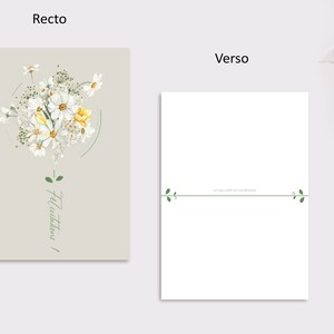 Carte de Félicitations illustrée d'un joli bouquet de Marguerites, fleurs blanches et jaunes - Félicitations de mariage, diplôme ou autre image 2
