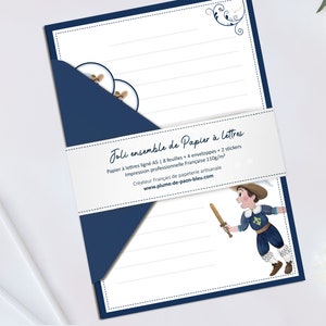 Kit de Papier à lettres personnalisé bleu Mousquetaire Papeterie pour enfant Papier à lettres ligné Cadeau anniversaire garçon image 4