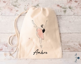Personalized pouch with your first name "Arabesque" | Sports bag, clothes or change | Comforter bag | Slipper bag | Dancer, ballerina