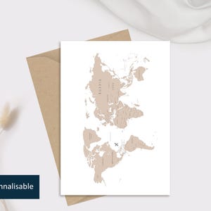 Carte postale "Voyage", illustration d'une carte du monde | Carte personnalisée