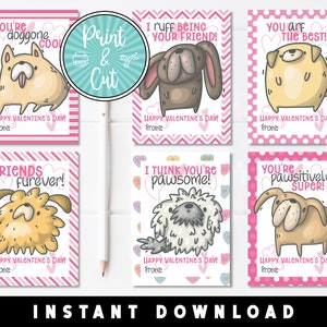 Hund Valentines, druckbare Valentinstagskarten, Welpen-Valentinstag-Karten, druckbare Valentinstagskarten, Valentinstag sofortiger Download, Valentinstagskarten für die Schule