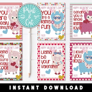 Llama Valentines, Printable Valentine&#39;s Day Cards, Valentine Cards, Printable Valentines, Valentines Instant Download, School Valentines