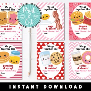 We Go Together Food Valentines, Printable Valentine&#39;s Day Cards, Valentine Cards, Printable Valentines, Printable School Valentines