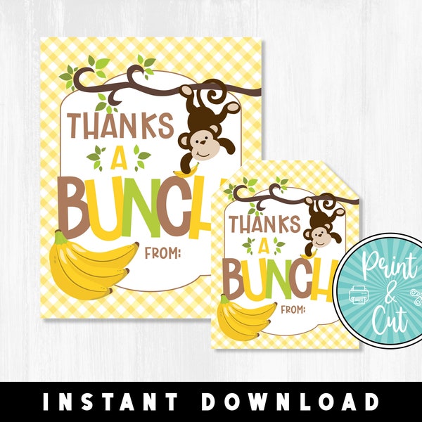 Banana Gift Tag, Appreciation Gift Tag, Printable Treat Bag Tag, Printable Gift Tag, Printable Card, Teacher Gift, Teacher Appreciation