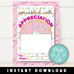 Porte-cartes Donut, Porte-cartes imprimable, Porte-cartes à télécharger, Cadeau pour enseignant, Remerciement d'un enseignant, Carte-cadeau de remerciement