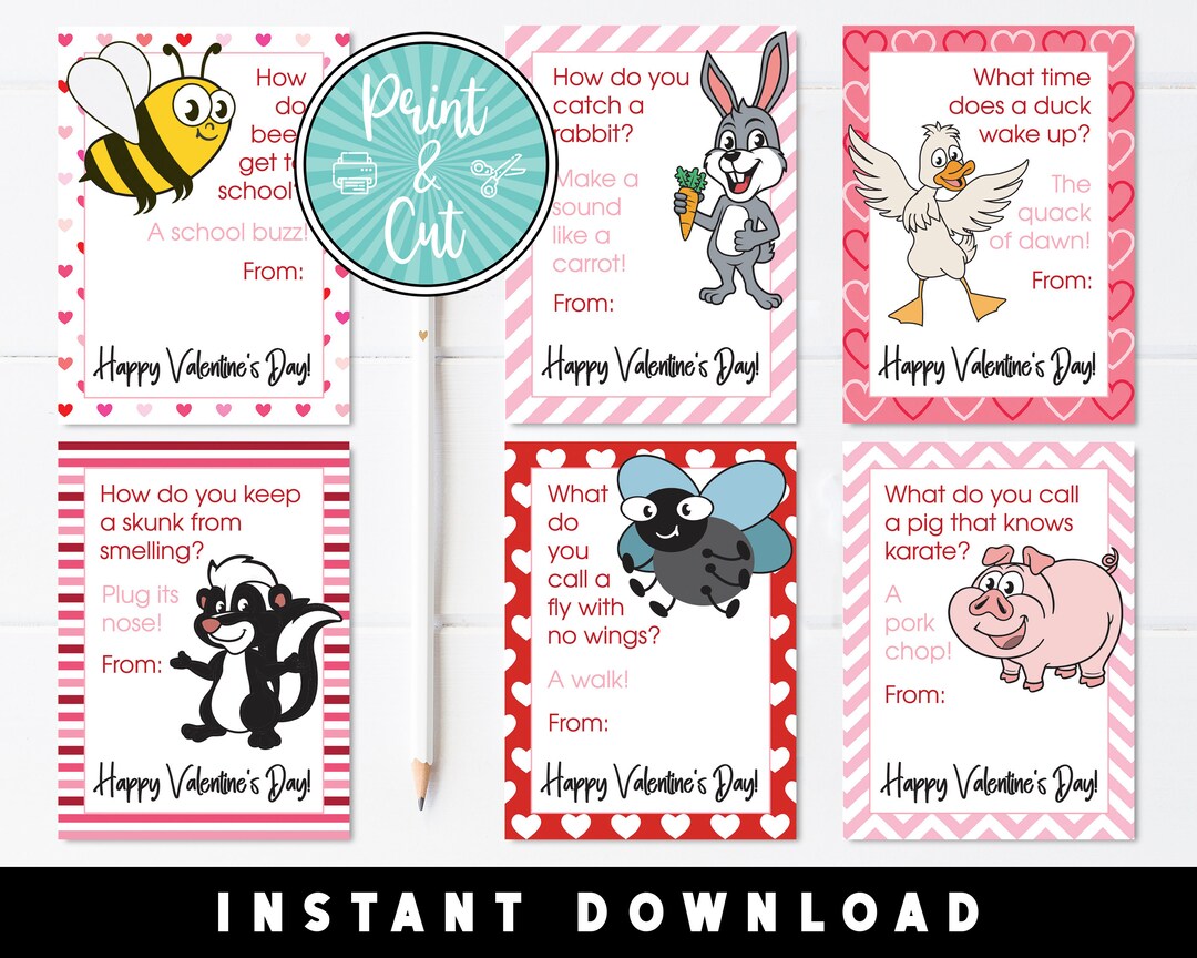 Animal Jokes Valentines, Printable Valentine's Day Cards, Valentine ...