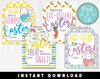 Easter Tags, Easter Printable Treat Bag Tags, Printable Tags, Easter Instant Download, School Treat Tags