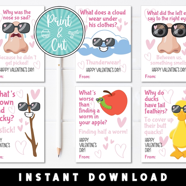 Joke Valentines, Printable Valentine's Day Cards, Valentine Cards, Printable Valentines, Valentines Instant Download, School Valentines