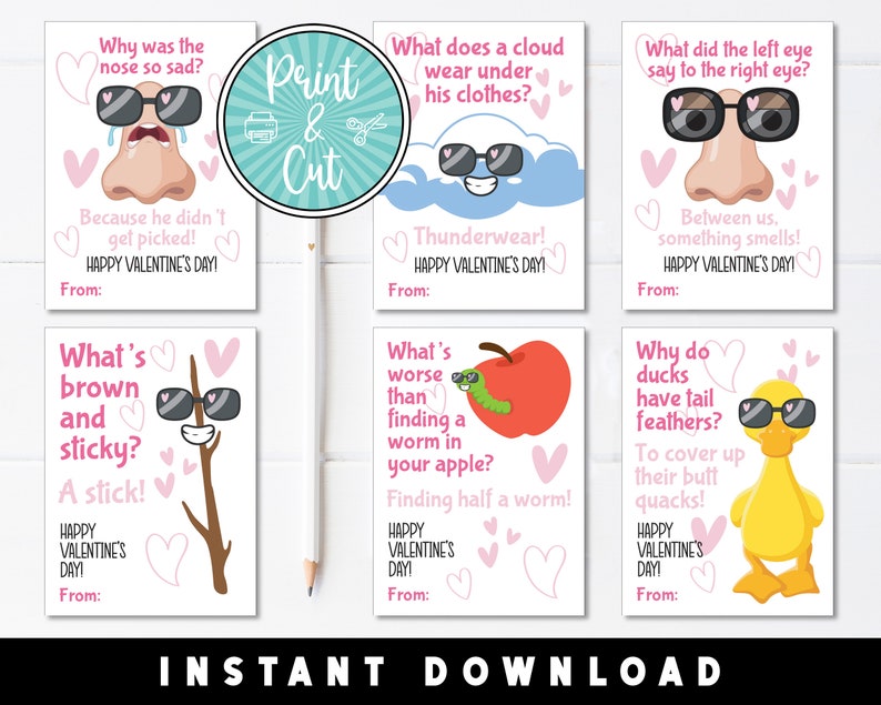 Joke Valentines, Printable Valentine's Day Cards, Valentine Cards, Printable Valentines, Valentines Instant Download, School Valentines image 1